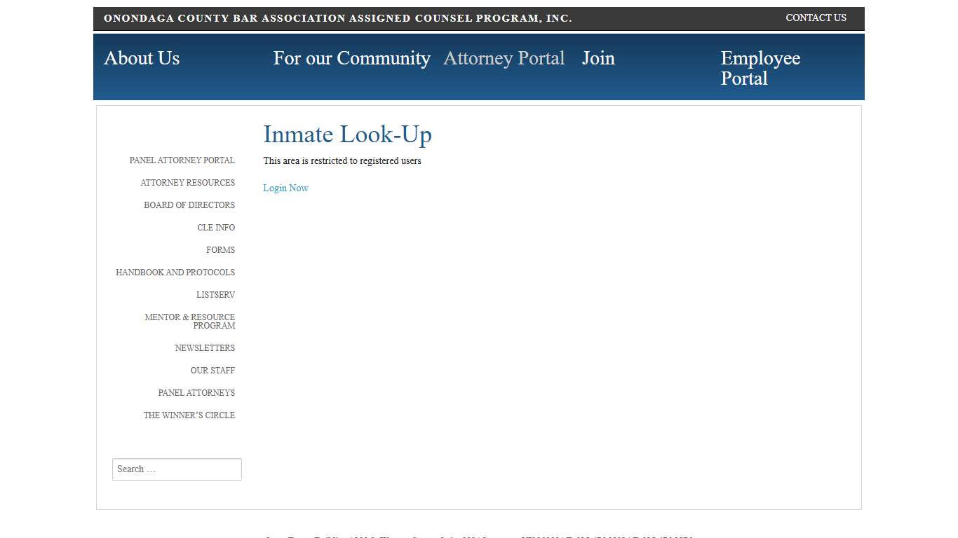 Inmate Look-Up - Onondaga County Bar Association Assigned Counsel Program, Inc.